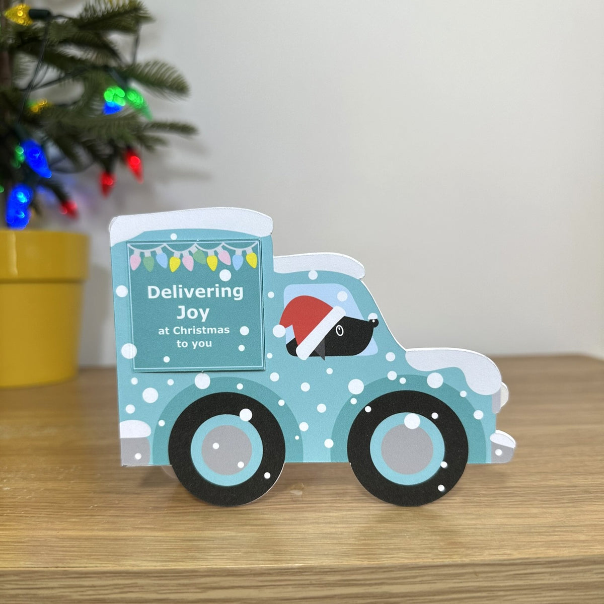Personalised Teal Vintage Van Christmas Card