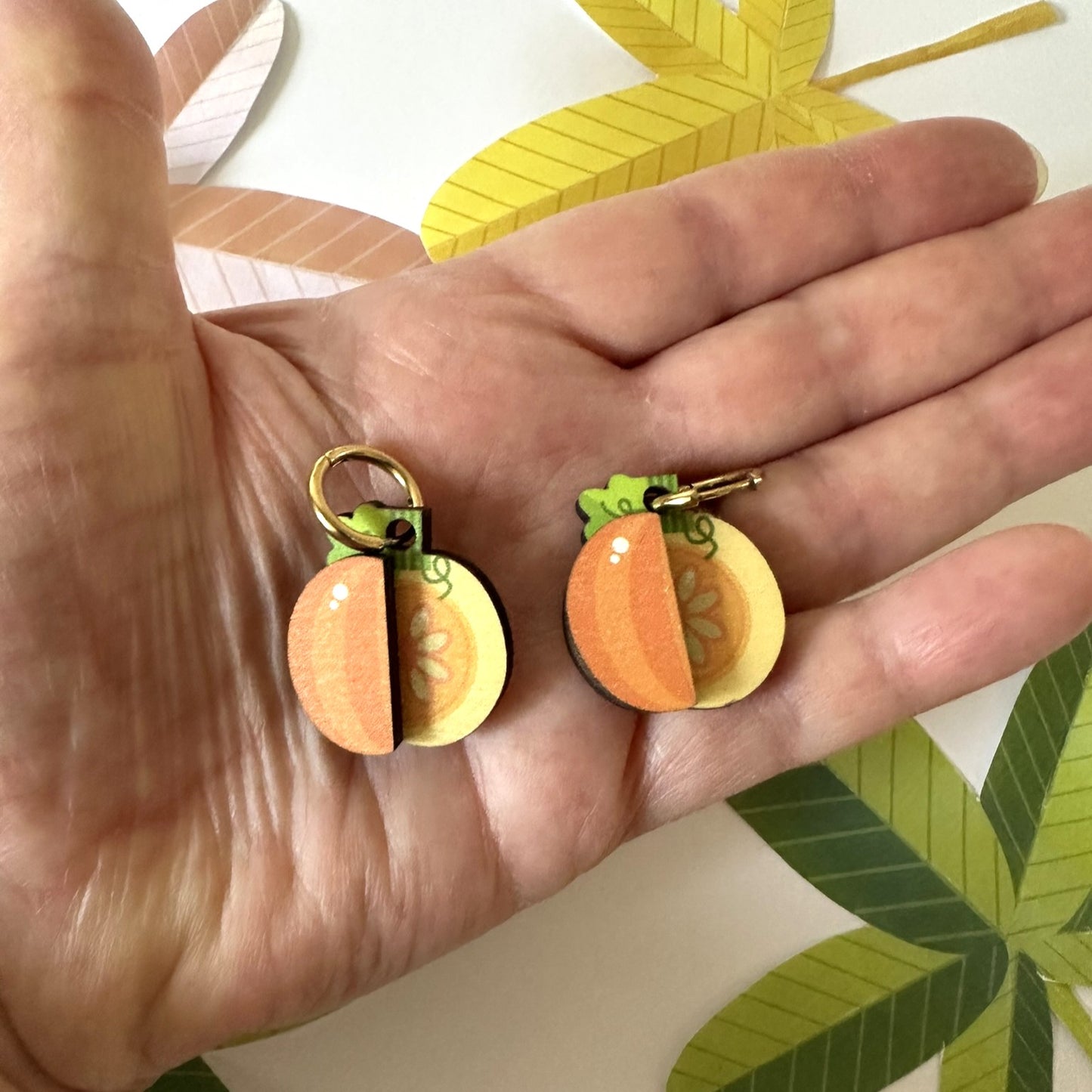 Colourful Wooden Pumpkin Earrings