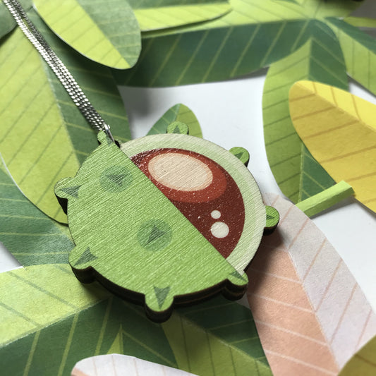 Colourful Wooden Conker Pendant Necklace