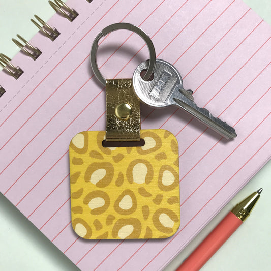 Yellow Leopard print Keyring with hidden message